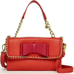 BETSEY JOHNSON Tough LoVE Bag BOW Gold Chain Purse